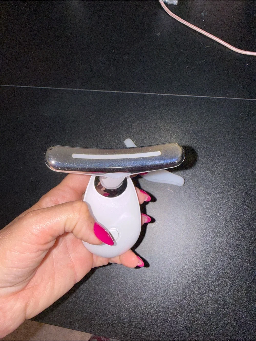 Facial Massager & Eye Tool in White with Rose Gold Accent